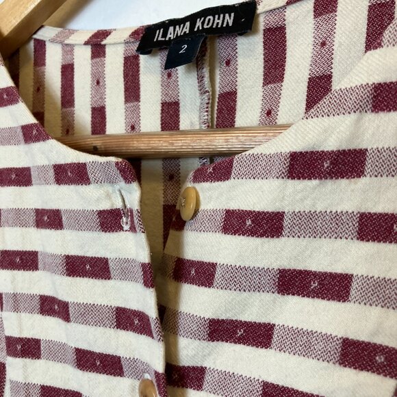 Ilana Kohn Rose Midi Dress Dobby Dot Sz. 2 (S) Red and White Geometric Print - Picture 8 of 16